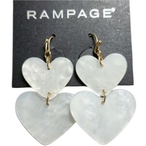 Rampage Goldtone White Heart Dangle Earrings